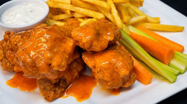 Fried Chicken Wings & Fries.